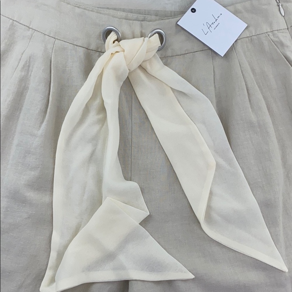 L’Academie Mina High Waist Linen Blend Pants Nude - Picture 6 of 12